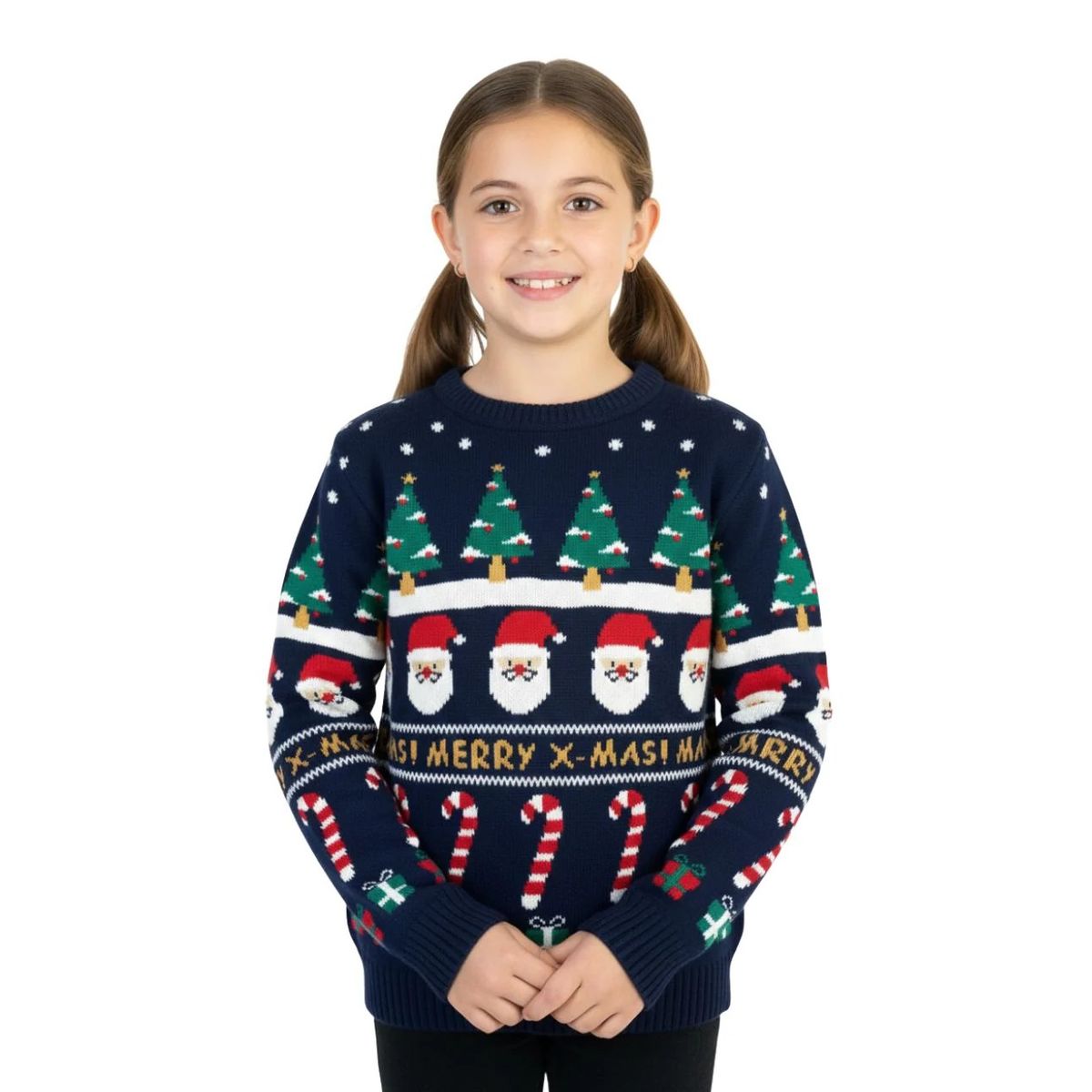 MOLGOA - Saco Cuello Redondo Unisex - Saco Navidad Santa Claus Niños