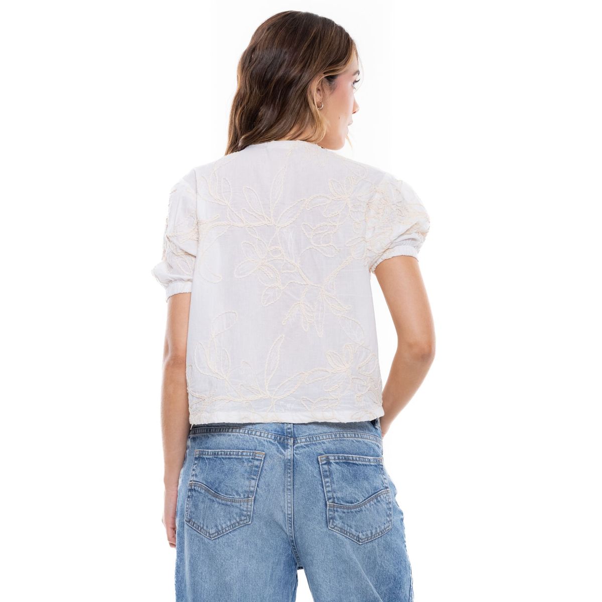 COLOR BLUE - Camisa Manga Corta Anudada En Frente