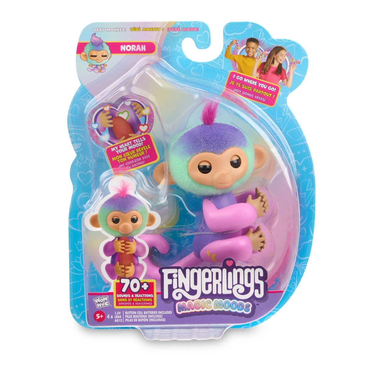 GENERICO - Juguete Fingerlings Mono Bebe Interactivo Reacciona Al Tacto Norah Morado