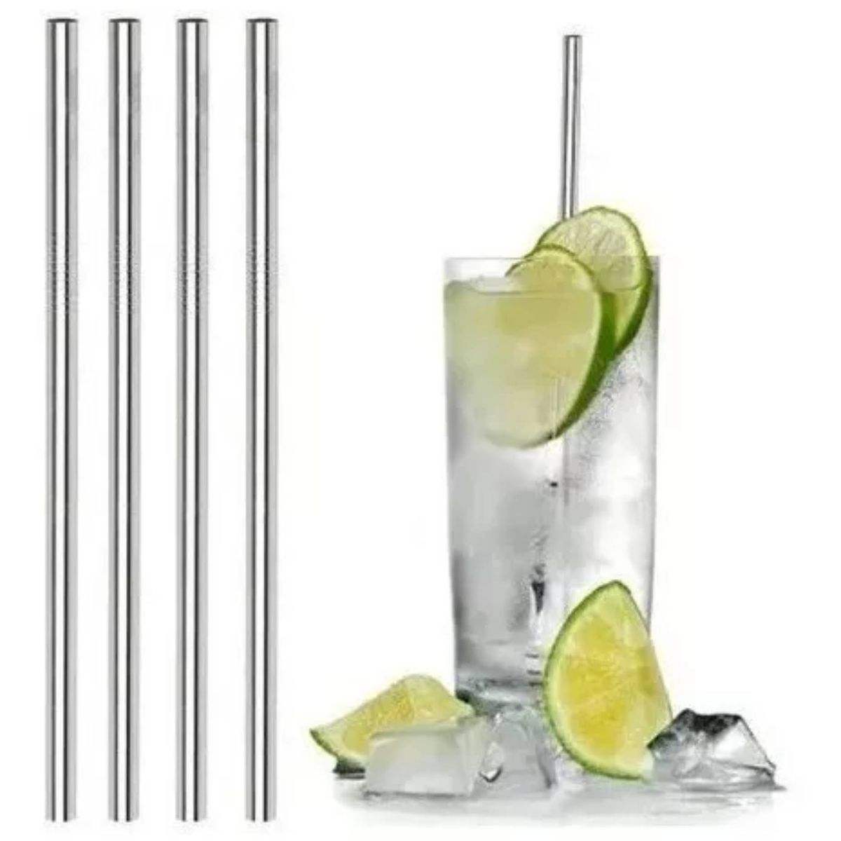 GENERICO - Pitillo Acero Inox Reutilizable RECTO 25cm Pack 50 Unidades