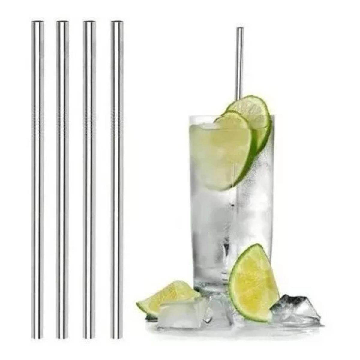 GENERICO - Pitillo Acero Inox Reutilizable RECTO 25cm Pack 50 Unidades