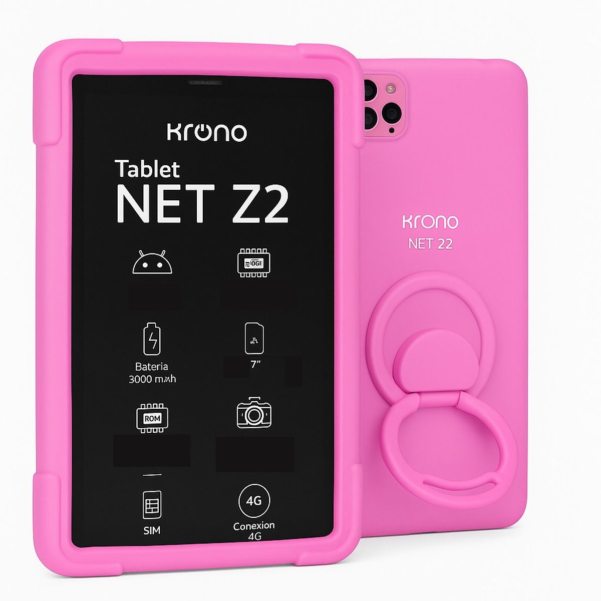 KRONO - Tablet Niñas 7 Pulgadas Sim Card 64GB Android 13 + Diadema ROSADO