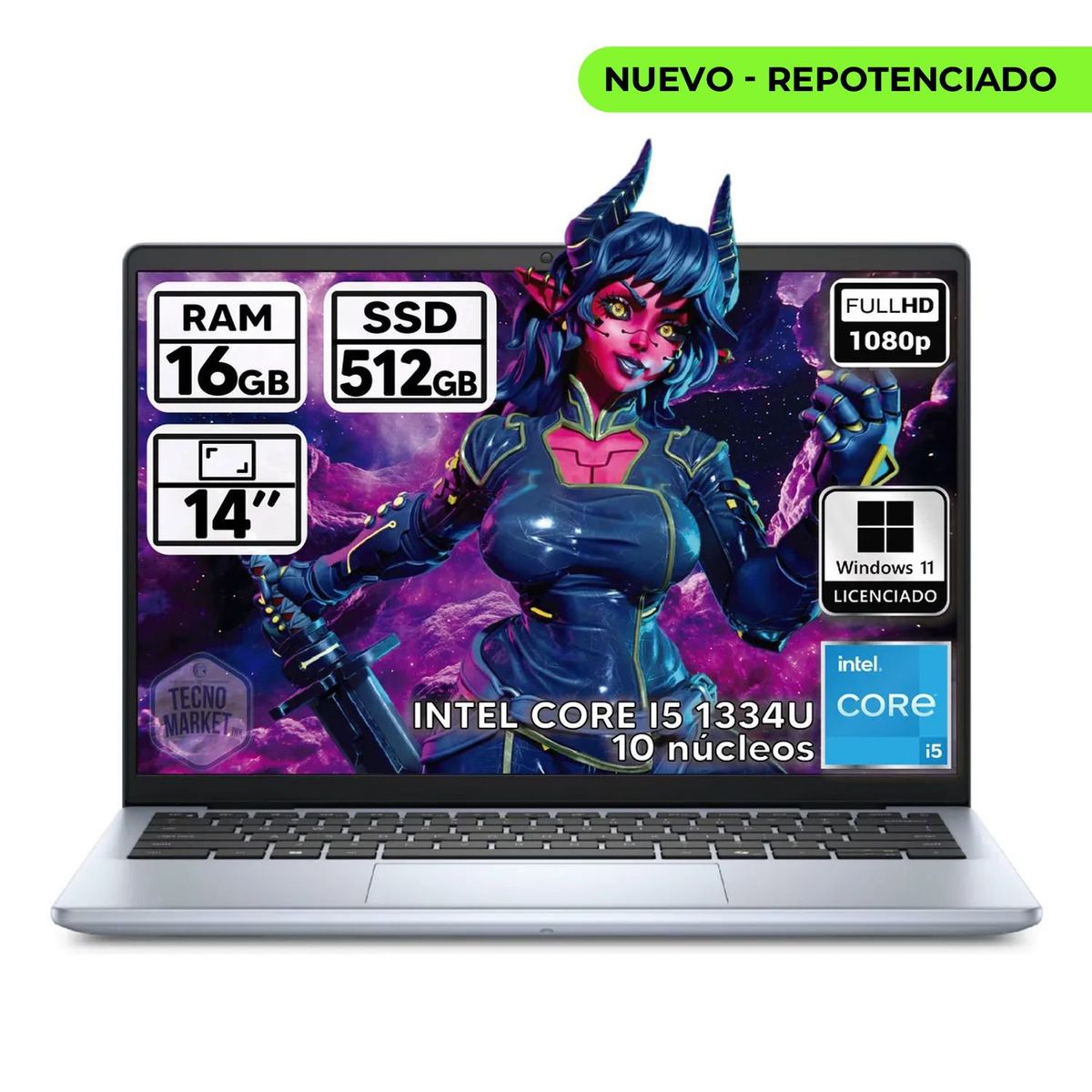 DELL - PORTATIL DELL INSPIRON INTEL CORE I5-1334U 16GB RAM 512GB SSD 14 FHD WINDOWS 11 PRO 100% LICENCIADO