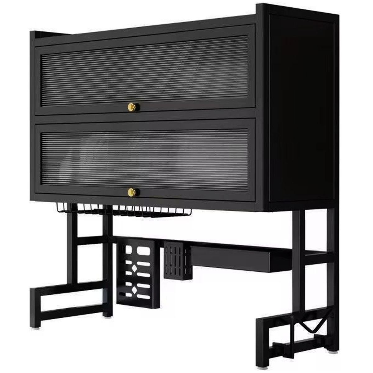 ONE PIXEL - Escurridor Organizador De Platos 2 Niveles Con Tapa 75cm Doble Nivel