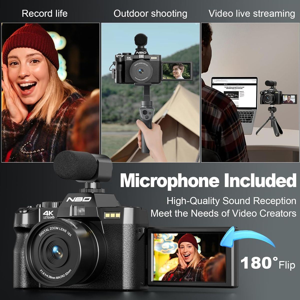 GENERICO - CAMARA DIGITAL FOTOGRAFICA CON MICROFONO NEGRA