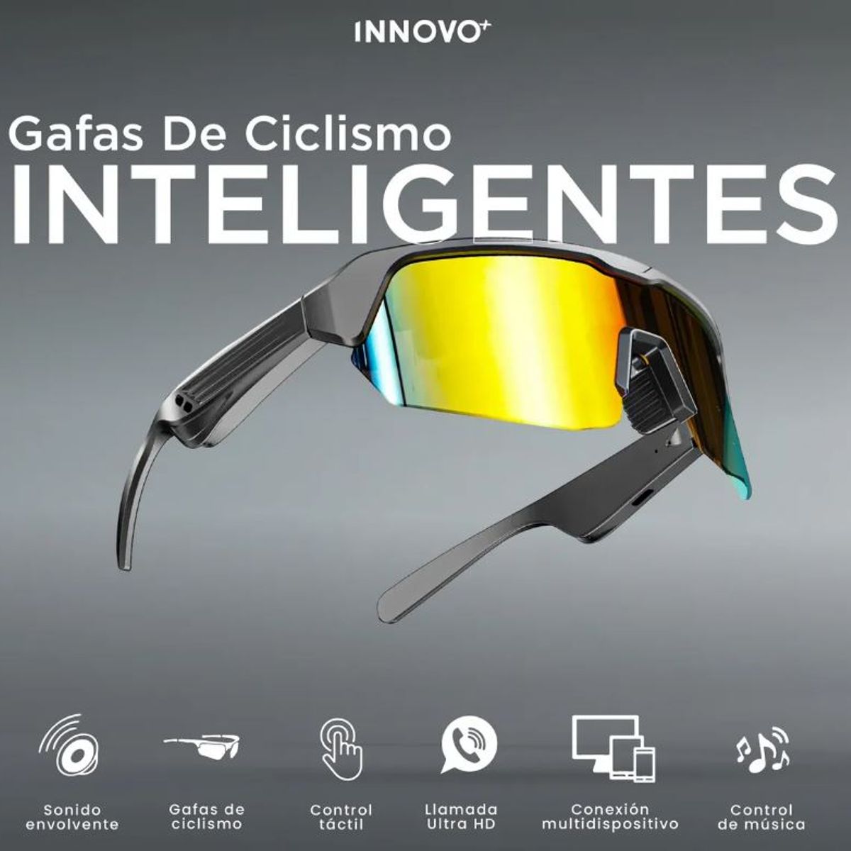 INNOVA - Gafas De Ciclismo Inteligentes Bluetooth 5.3 Música Llamadas Hd Antirreflejo Uv400