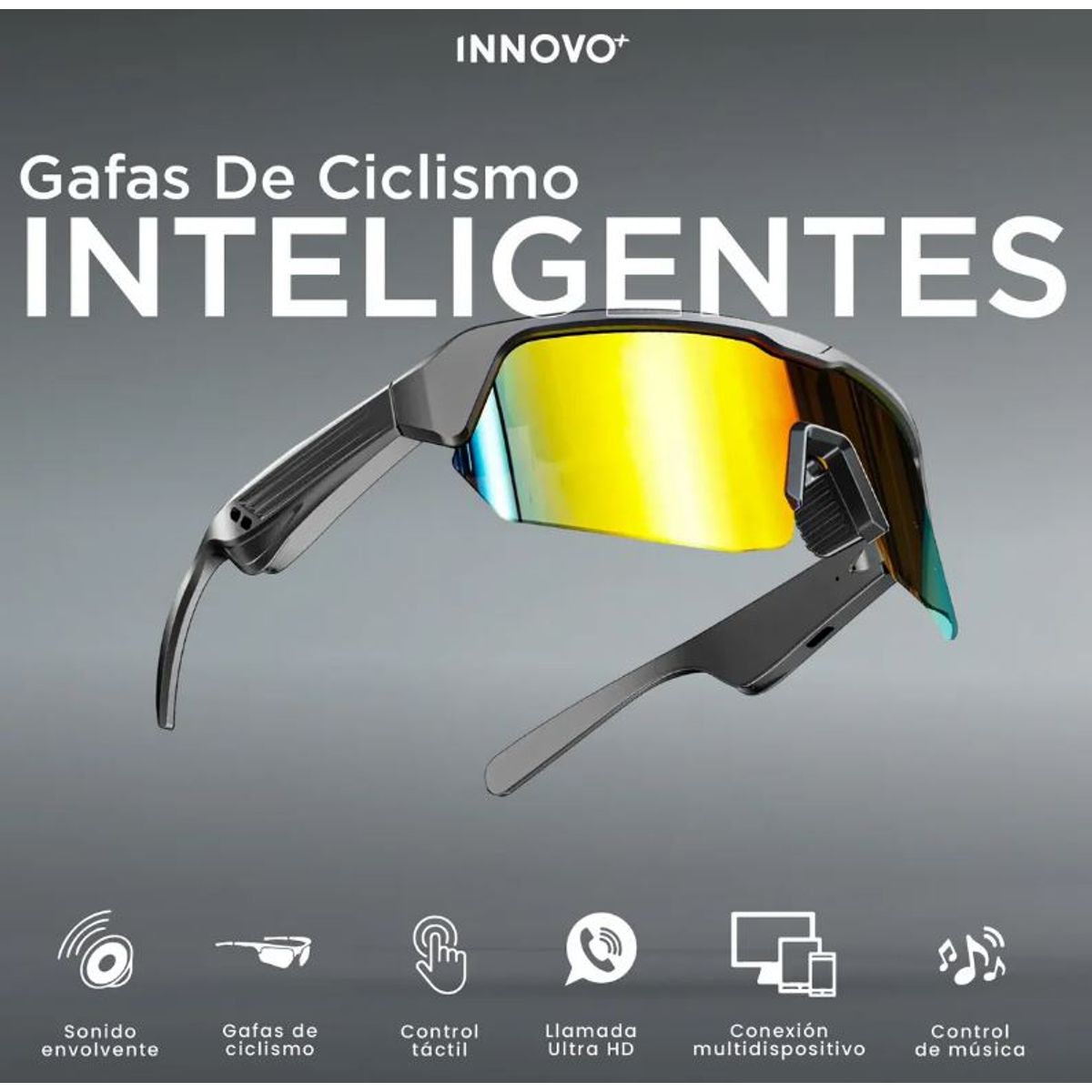 INNOVA - Gafas De Ciclismo Inteligentes Bluetooth 5.3 Música Llamadas Hd Antirreflejo Uv400