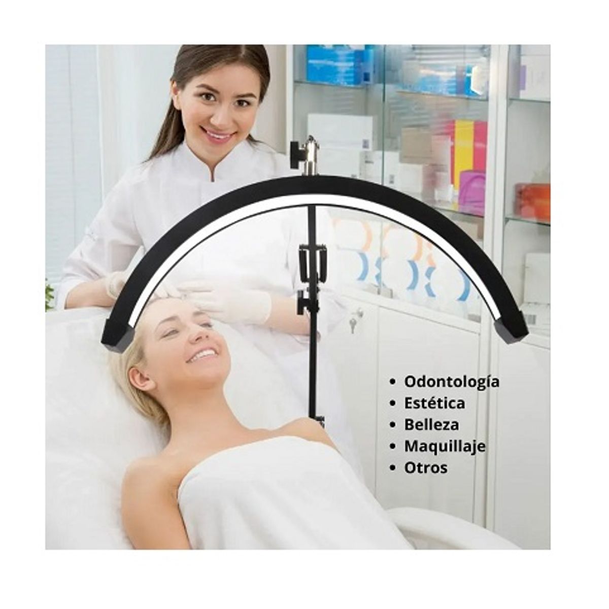 GENERICO - Lampara LED Profesional En Media Luna + Brazo Ajustable + Control De Brillo