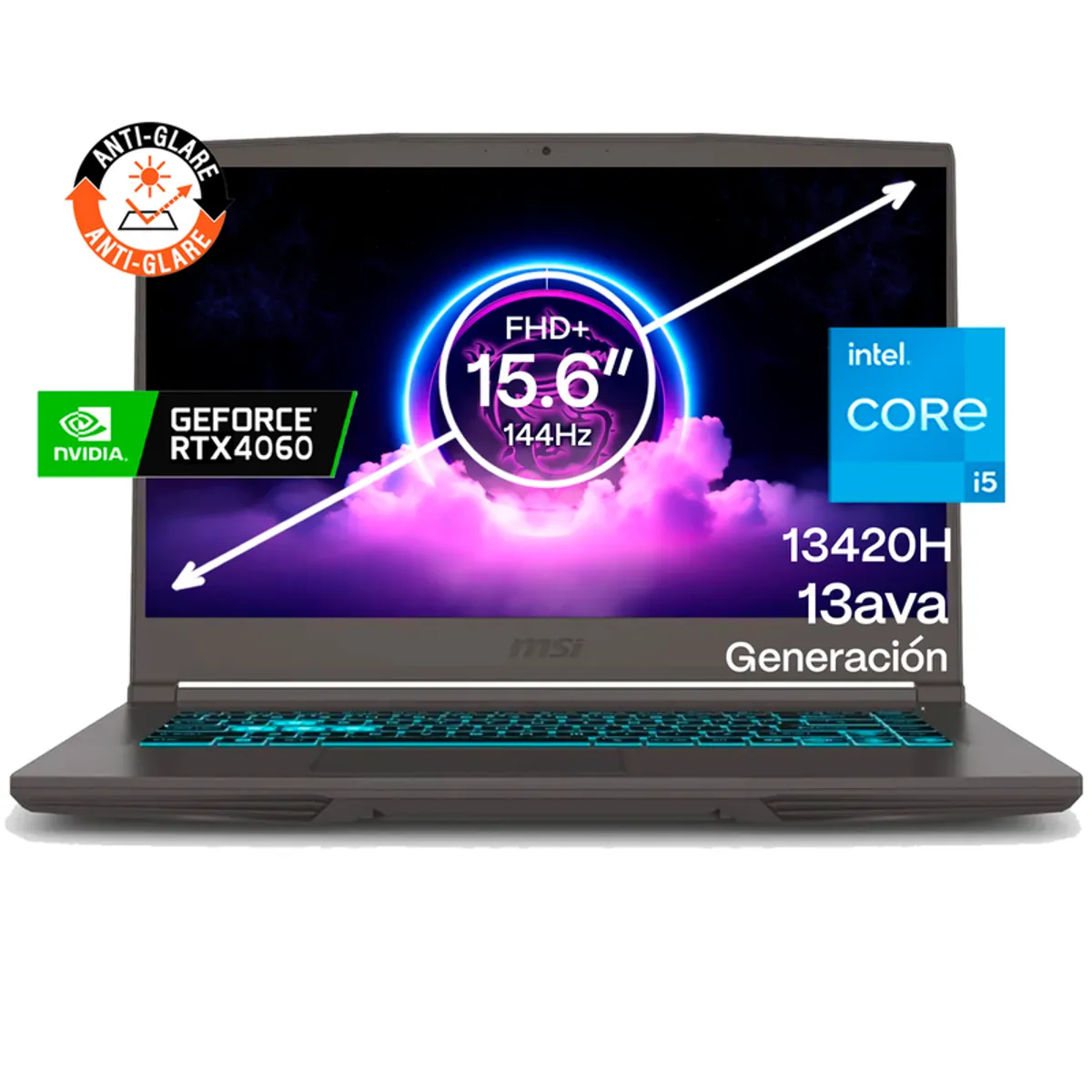 MSI - Portátil Gamer MSI THIN Intel Core i5 13420H RAM 64GB SSD 2TB RTX 4060 8GB