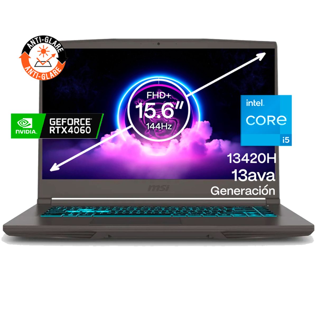 MSI - Portátil Gamer MSI THIN Intel Core i5 13420H RAM 8GB SSD 512GB RTX 4060 8GB