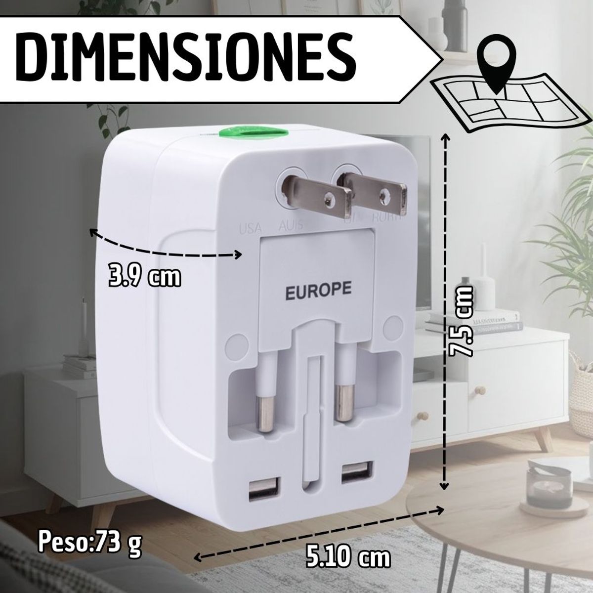 GENERICO - Adaptador Universal Europeo Viajero Convertidor Multifuncion