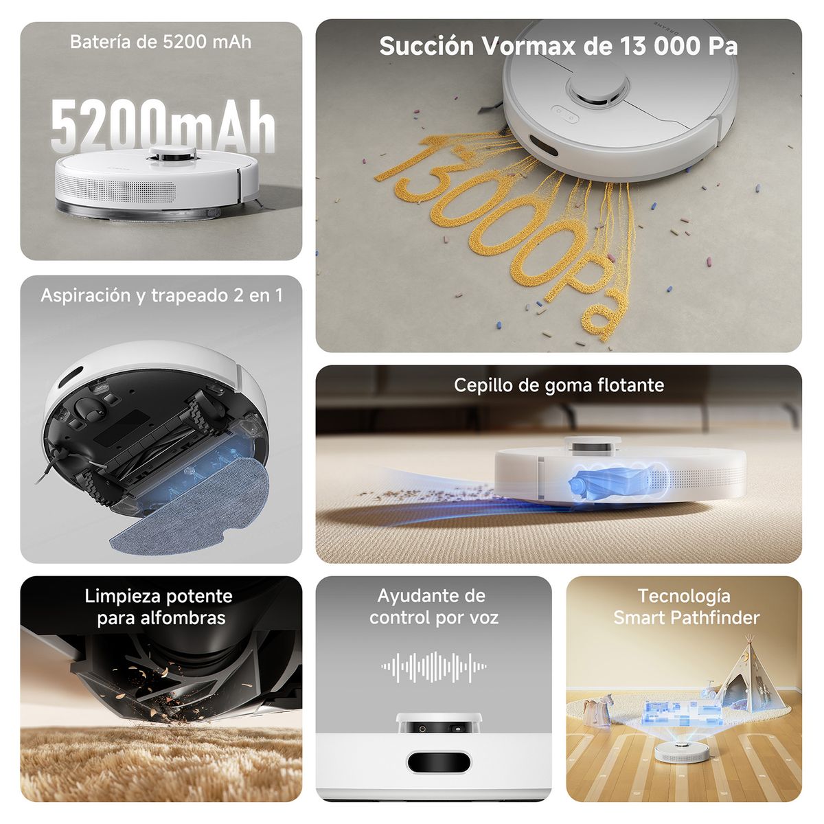 DREAME - Dreame Aspiradora Robot Vacuum D15 Succion 13000pa Color Blanco