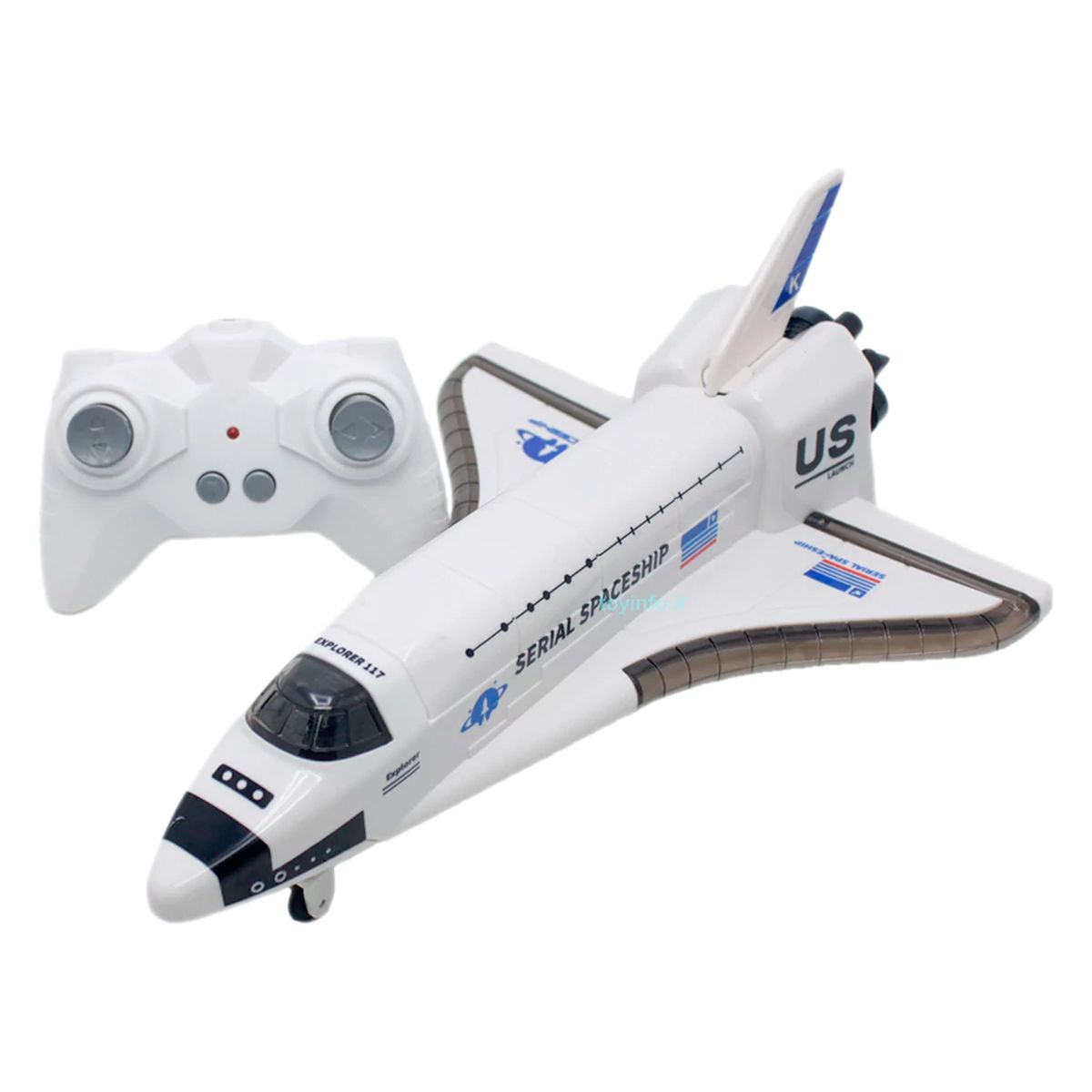 GENERICO - Nave Cohete Espacial Control Remoto Humo Recargables Blanco 2046