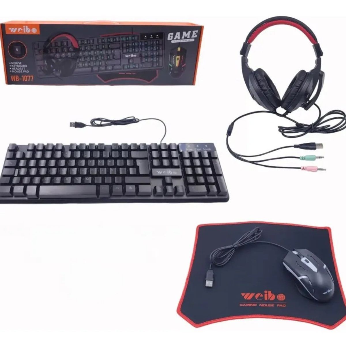 GENERICO - Combo Gamer AOAS Rgb 4 En 1 Teclado, Mouse, Diademas, Mousepad