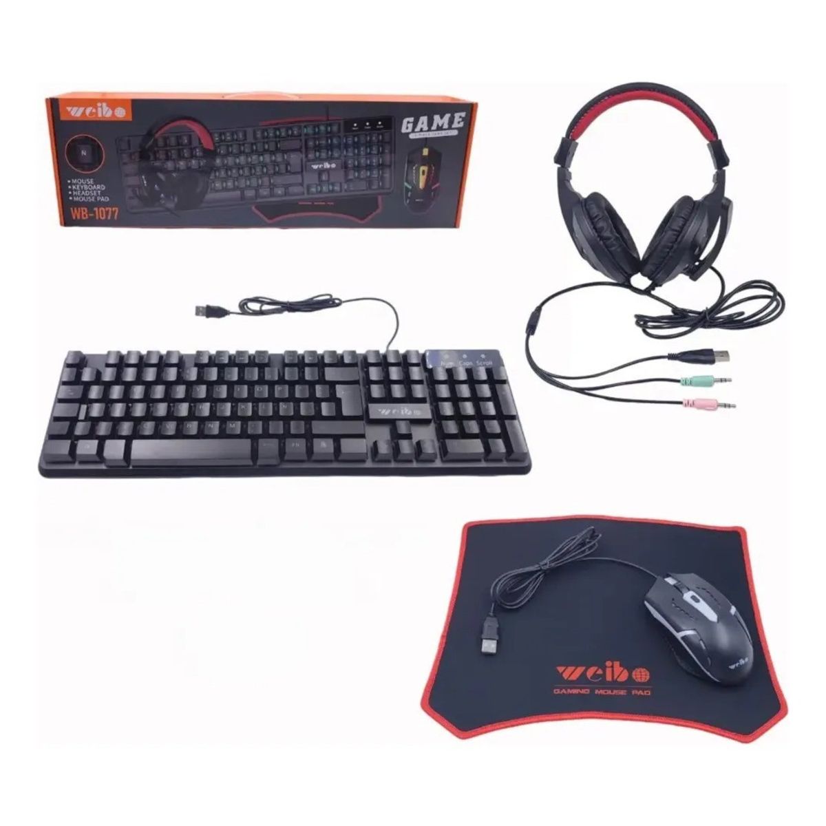 GENERICO - Combo Gamer AOAS Rgb 4 En 1 Teclado, Mouse, Diademas, Mousepad