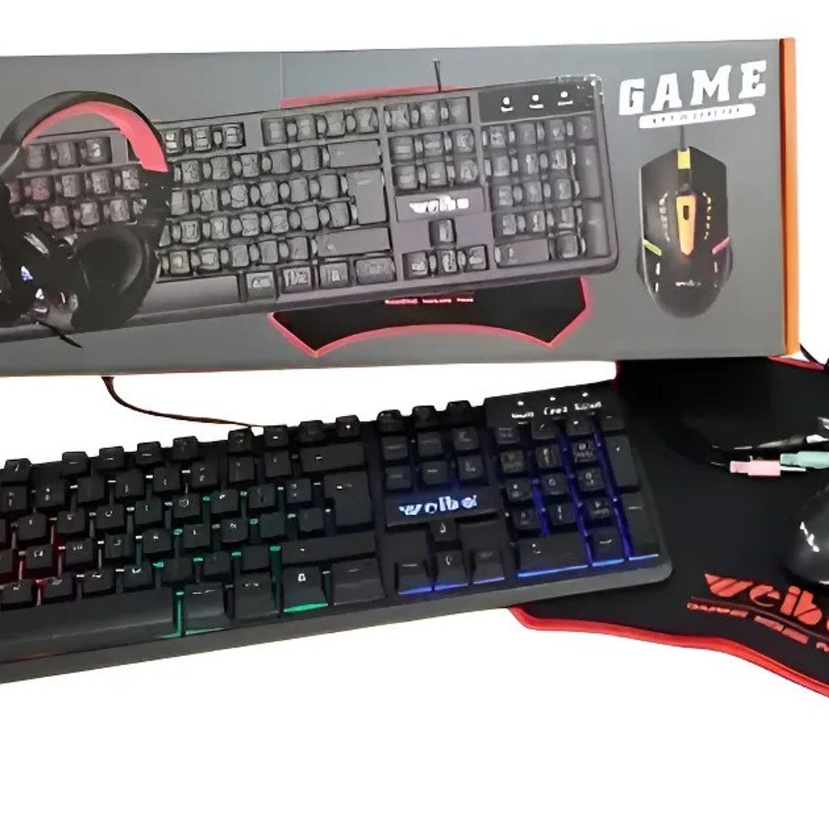 GENERICO - Combo Gamer AOAS Rgb 4 En 1 Teclado, Mouse, Diademas, Mousepad