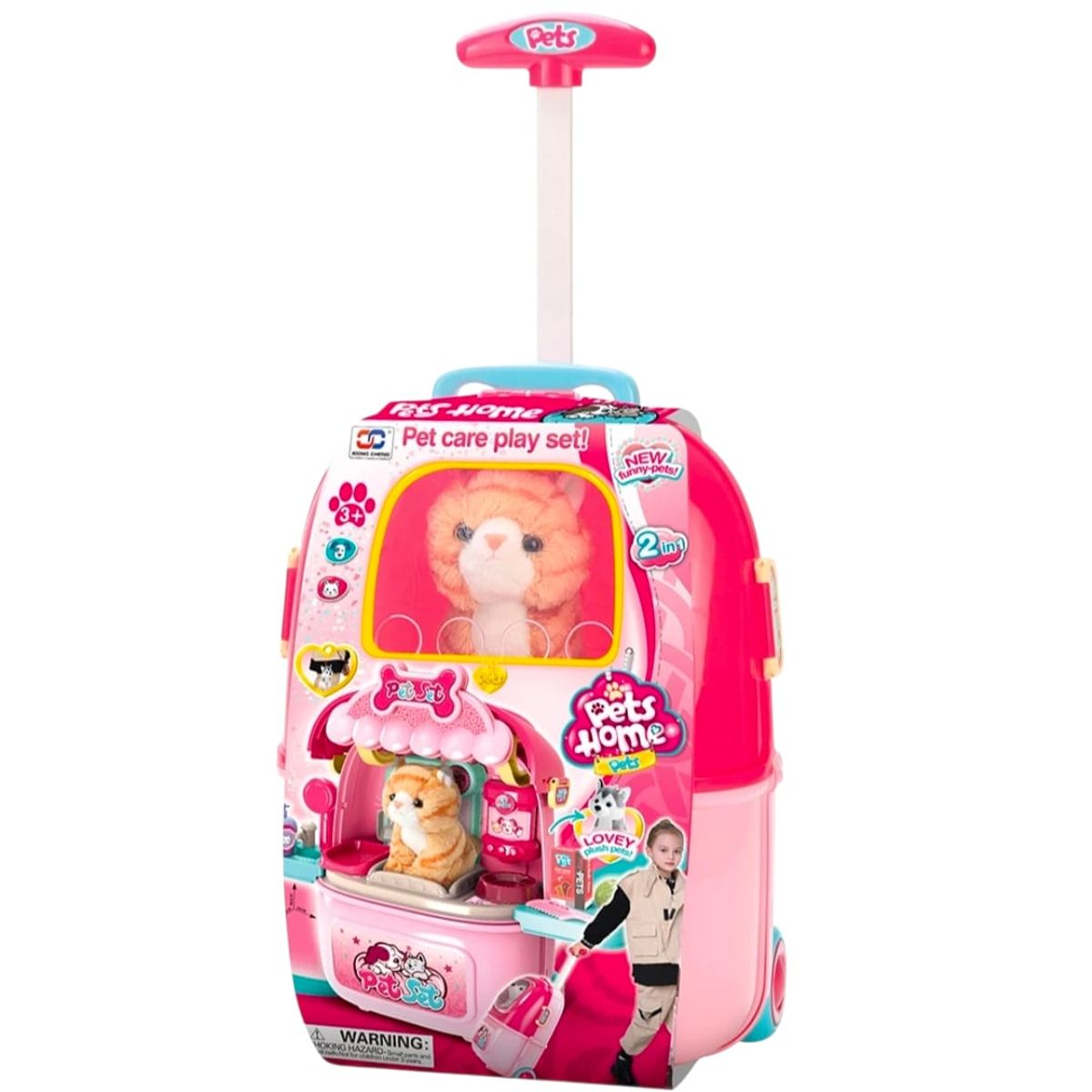 GENERICO - KIT VETERINARIO GATO PELUCHE MALETA RODACHIN JUGUETE NIÑOS