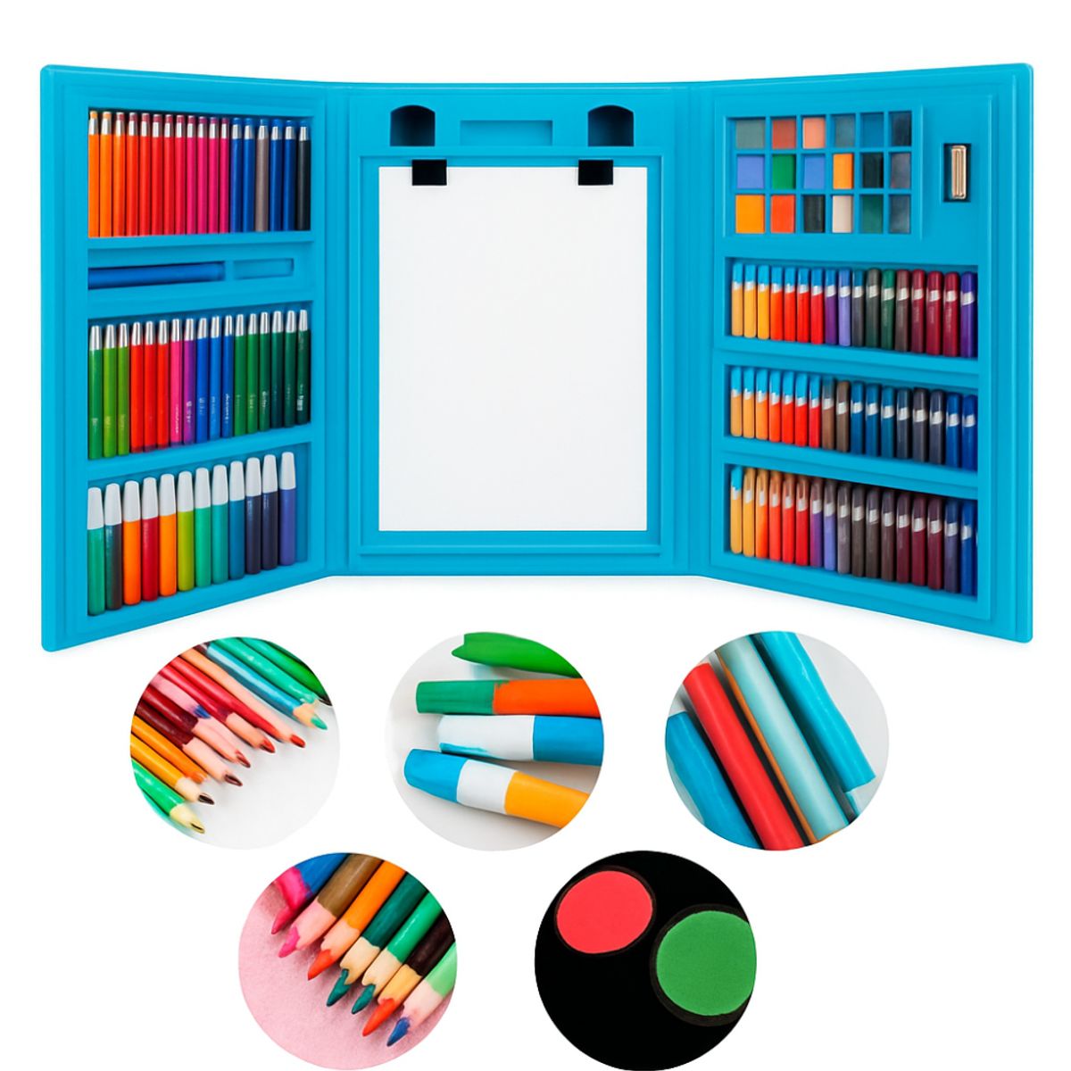 OEM - Set Artes Pintura Dibujo Niños Kit Pintura Artedibujo Creativo 208pcs Azul