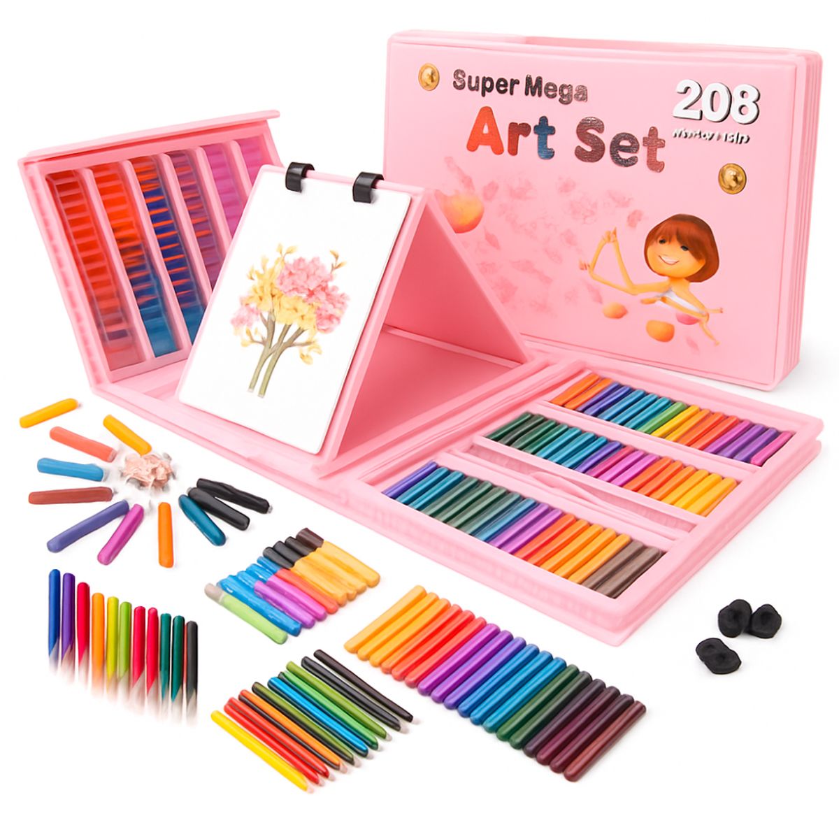 OEM - Set Artes Pintura Dibujo Niños Kit Pintura Artedibujo Creativo 208pcs Rosa