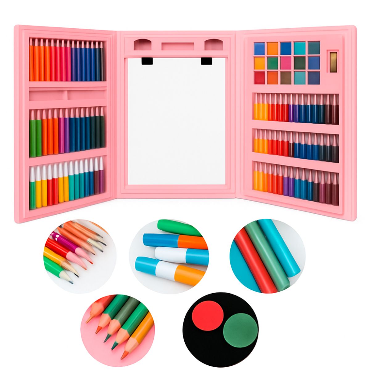OEM - Set Artes Pintura Dibujo Niños Kit Pintura Artedibujo Creativo 208pcs Rosa