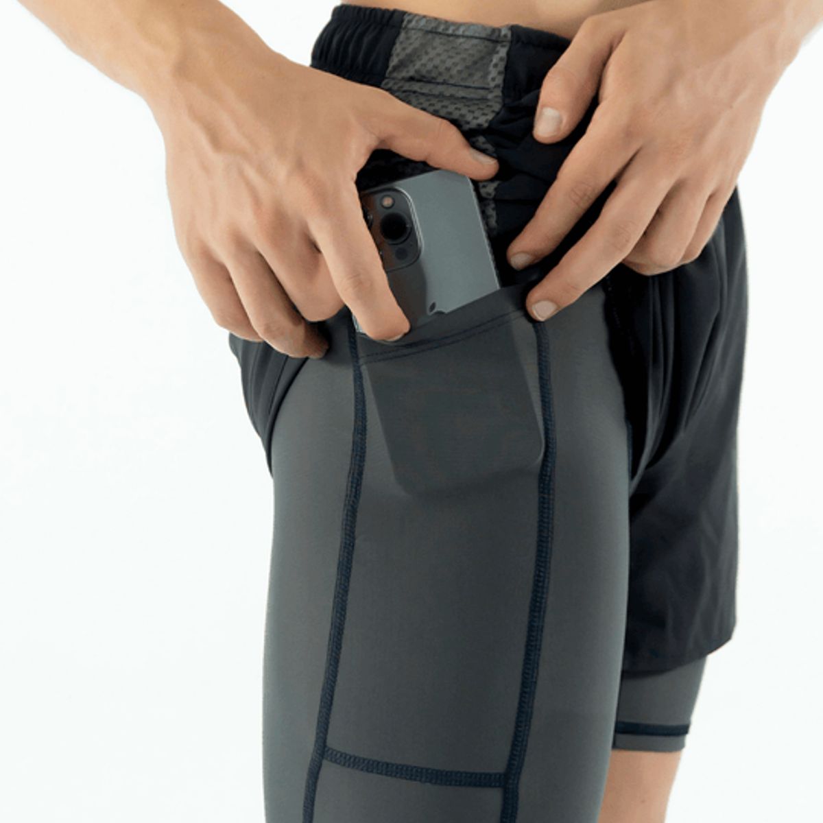 NO RULES - PANTALONETA RUNNING GRIS OSCURO