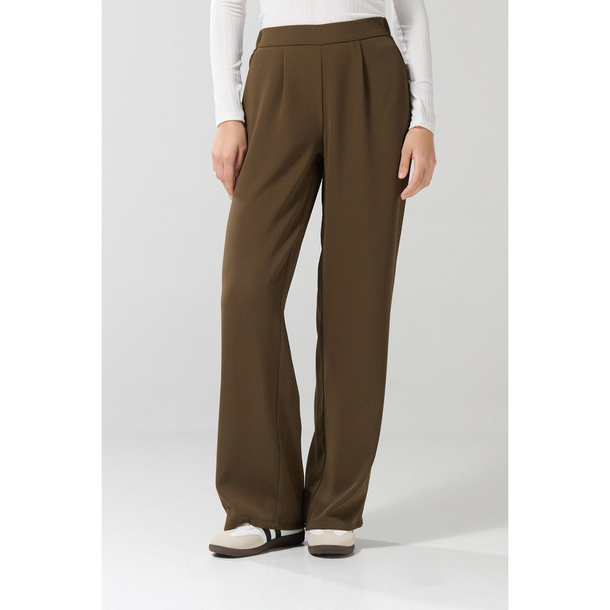 KOAJ - KOAJ Pantalón verde oscuro palazzo con tiro alto y bota anch Mujer