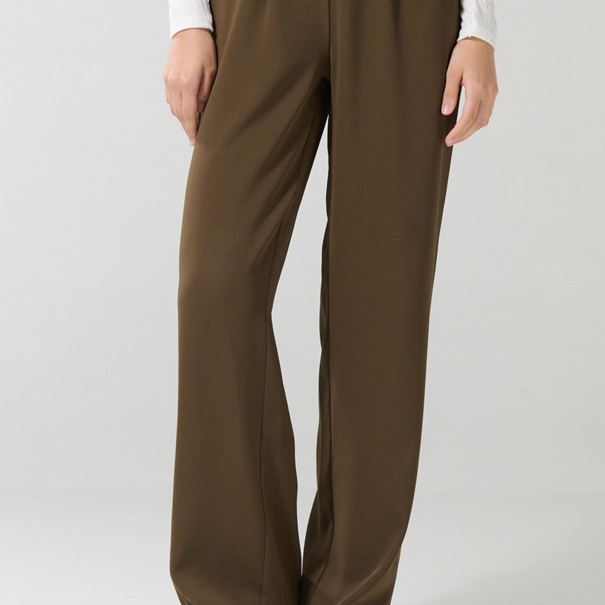 KOAJ - KOAJ Pantalón verde oscuro palazzo con tiro alto y bota anch Mujer