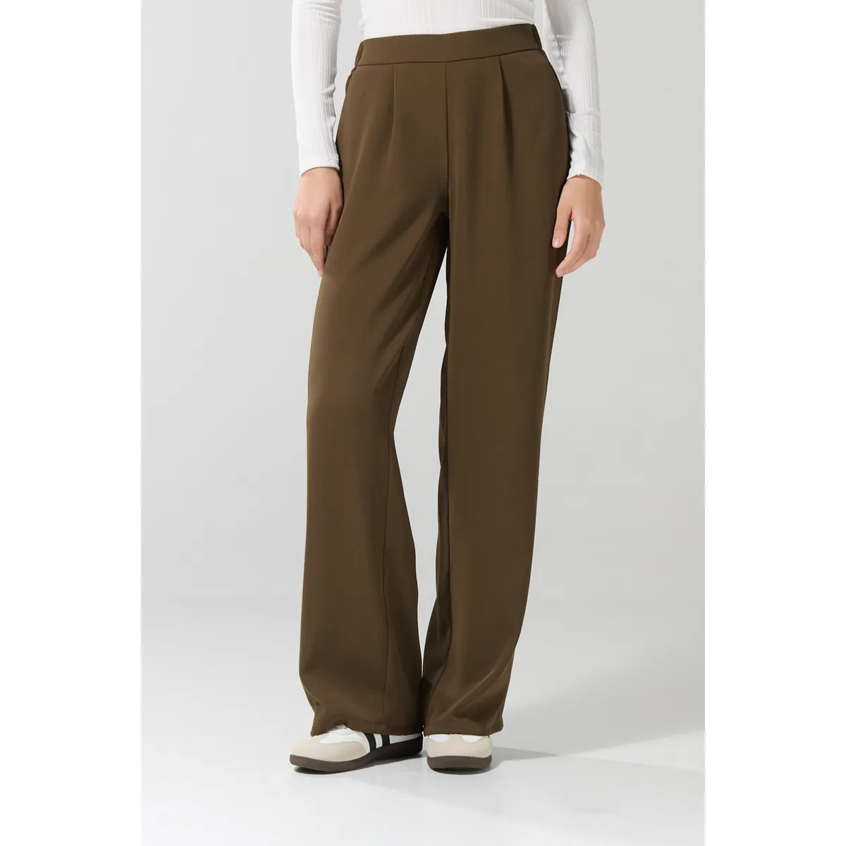 KOAJ - KOAJ Pantalón verde oscuro palazzo con tiro alto y bota anch Mujer