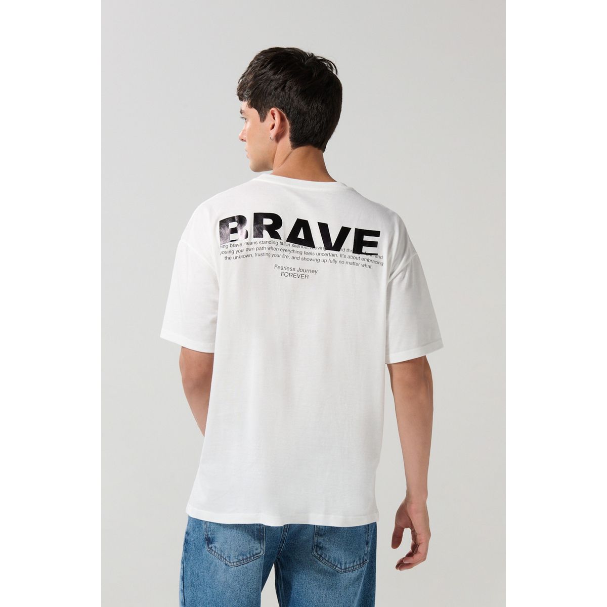 KOAJ - KOAJ Camiseta cuello redondo unicolor oversize con estampado Hombre