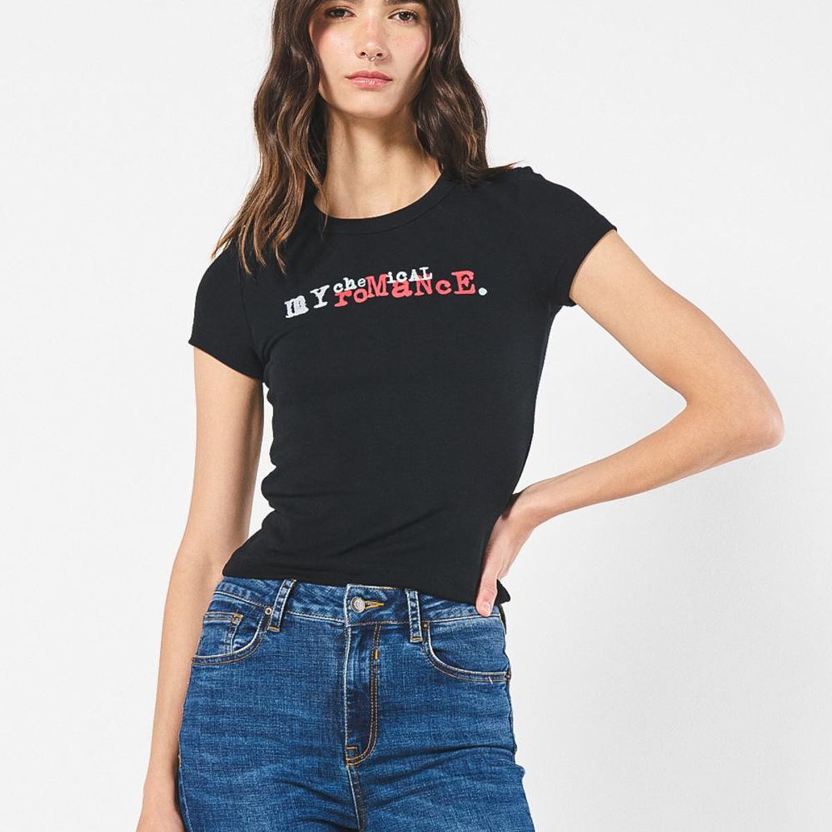 KOAJ - KOAJ Camiseta negra manga corta de My Chemical Romance Mujer