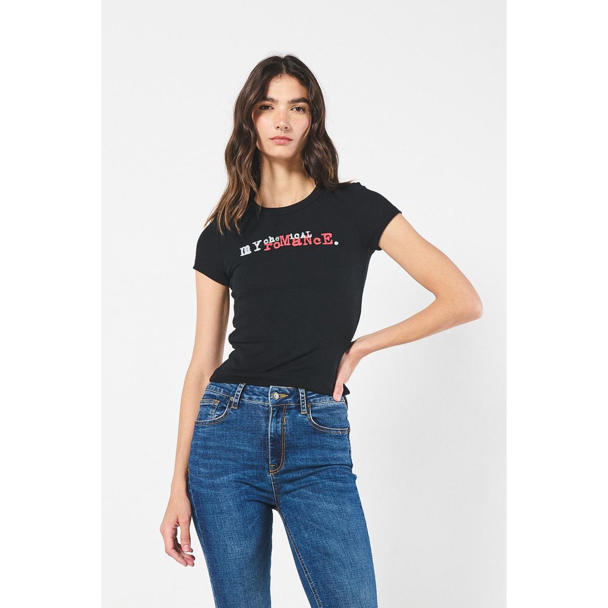 KOAJ - KOAJ Camiseta negra manga corta de My Chemical Romance Mujer