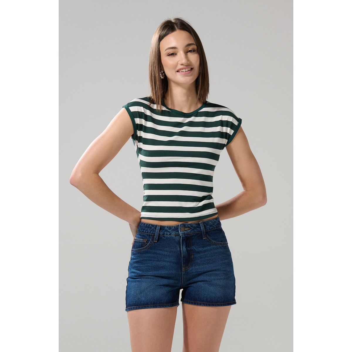 KOAJ - KOAJ Short de jean 5 bolsillos azul oscuro con tiro súper al Mujer