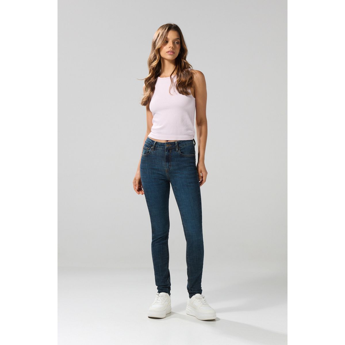 KOAJ - KOAJ Jean push up azul oscuro ajustado con tiro alto Mujer