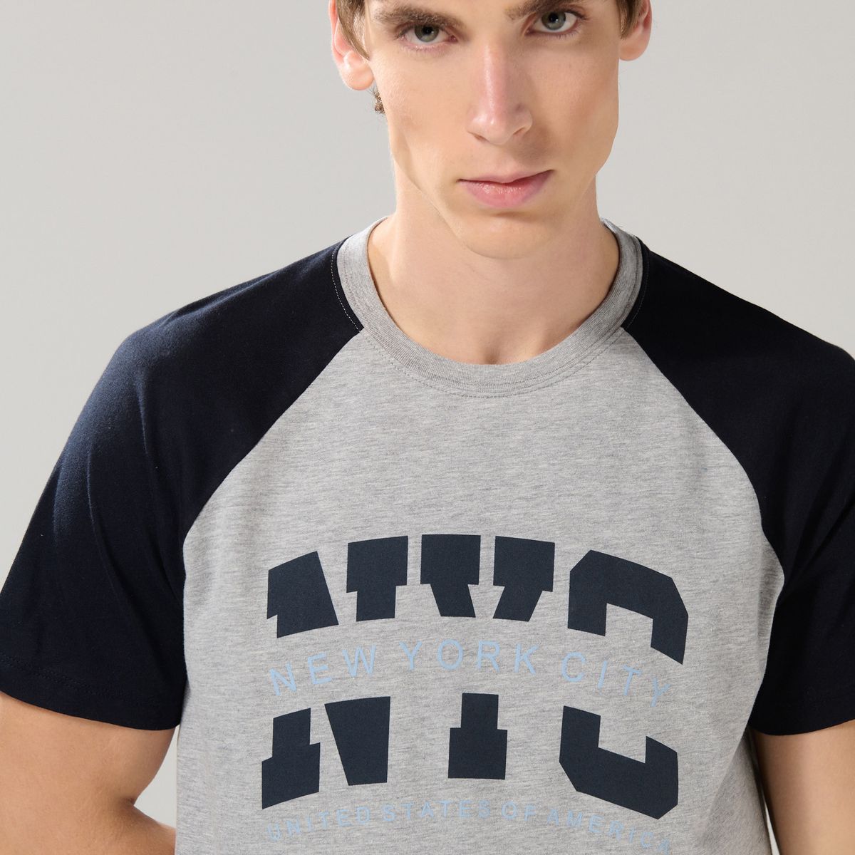 KOAJ - KOAJ Camiseta manga ranglan en contraste unicolor en algodón Hombre