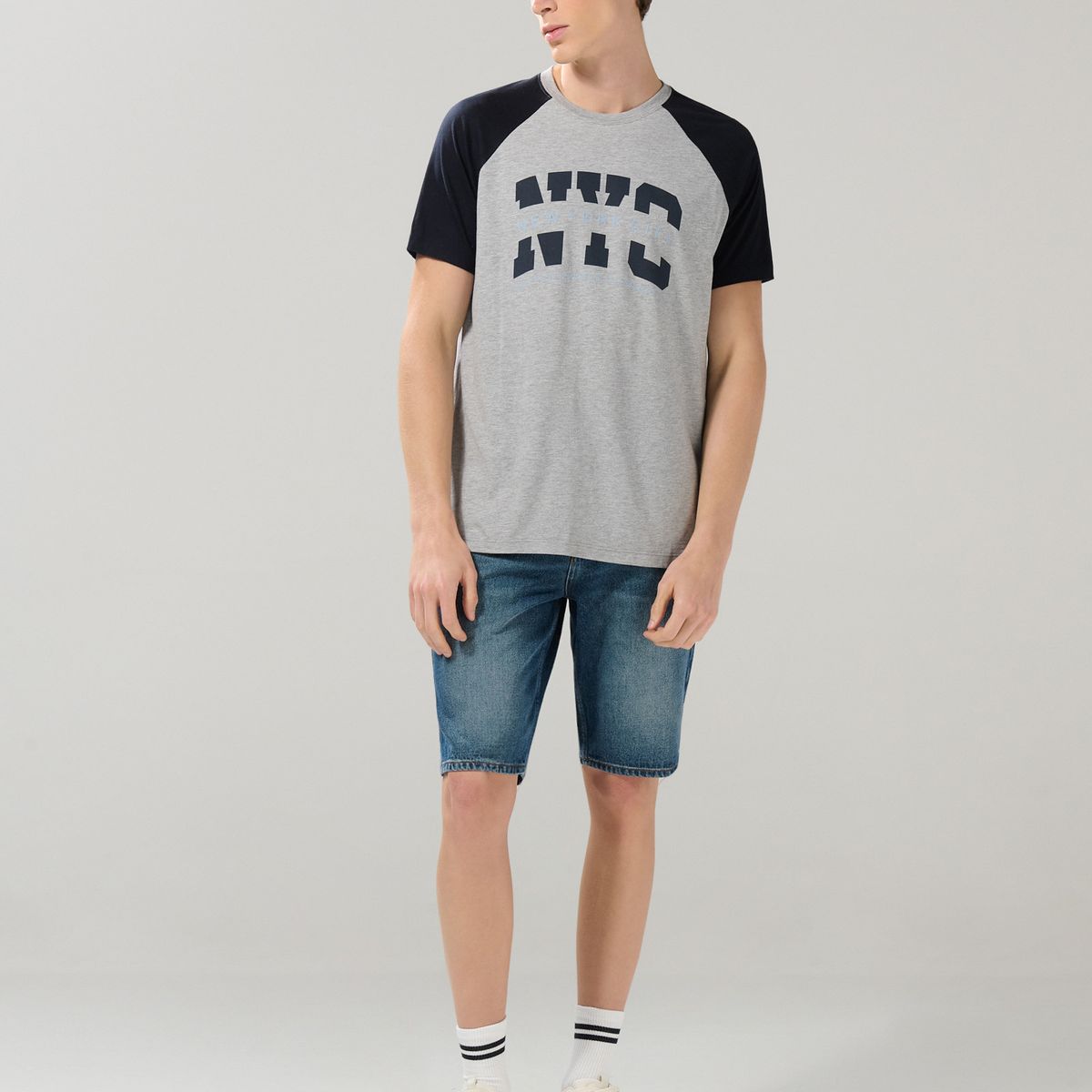 KOAJ - KOAJ Camiseta manga ranglan en contraste unicolor en algodón Hombre