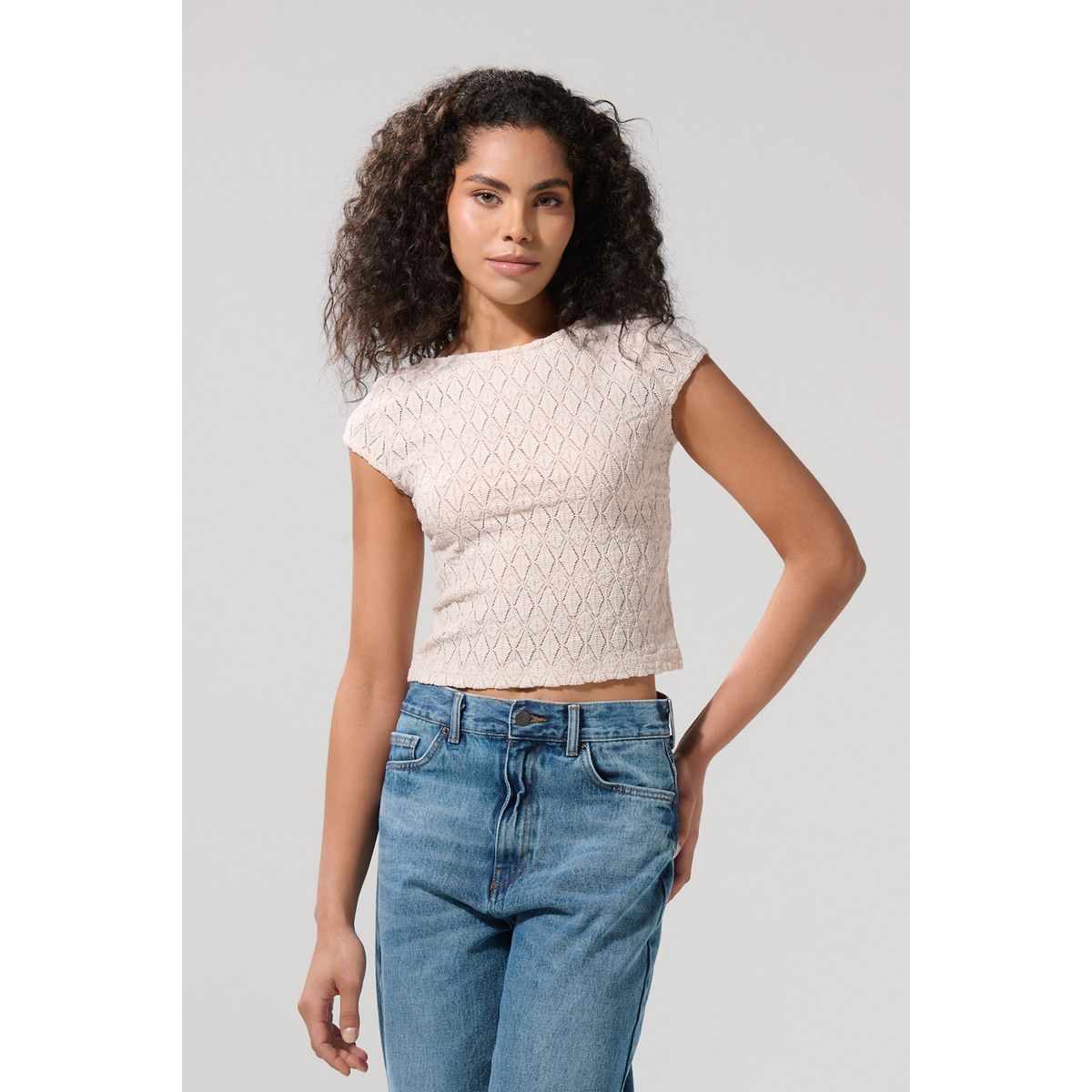 KOAJ - KOAJ Camiseta kaki manga corta con escote en espalda Mujer