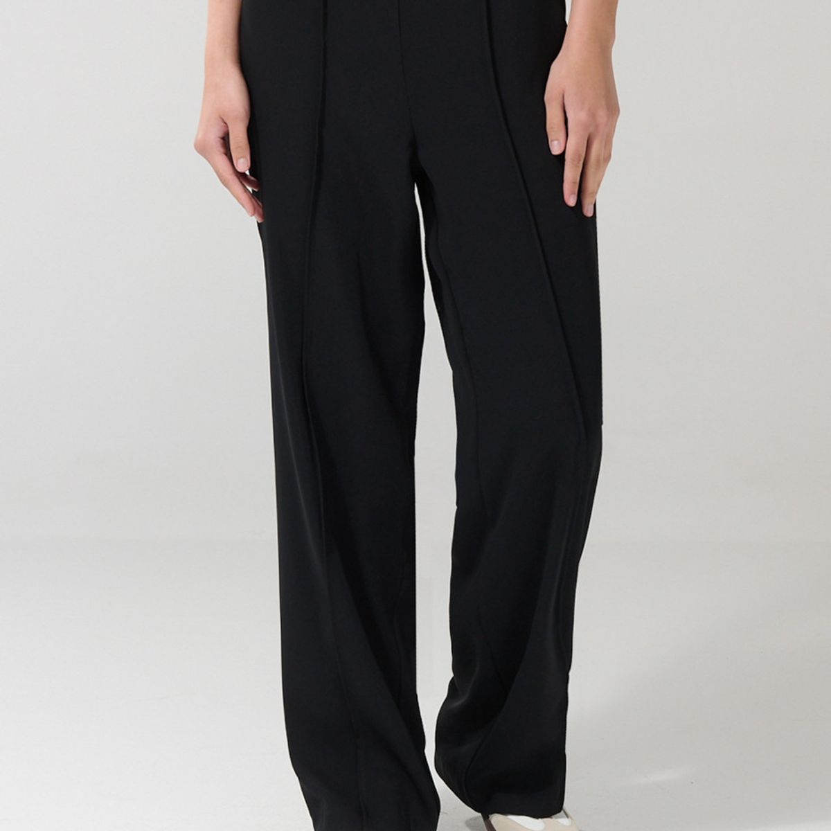 KOAJ - KOAJ Pantalón negro tipo palazzo tiro alto con bota recta Mujer