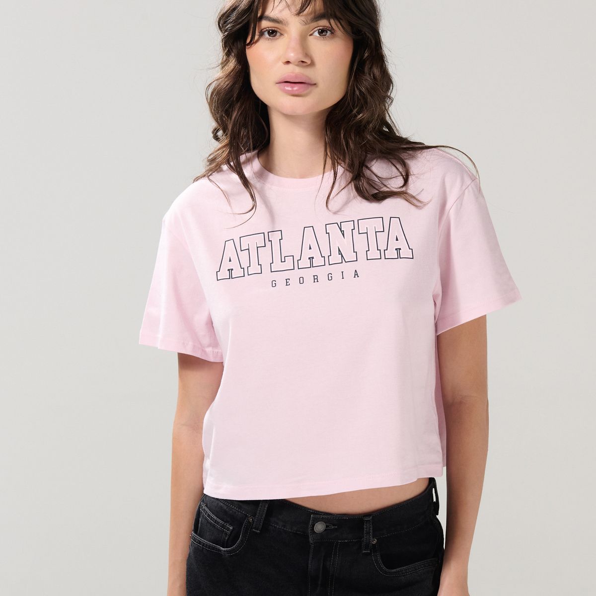 KOAJ - KOAJ Camiseta crop top en algodón unicolor con cuello redon Mujer