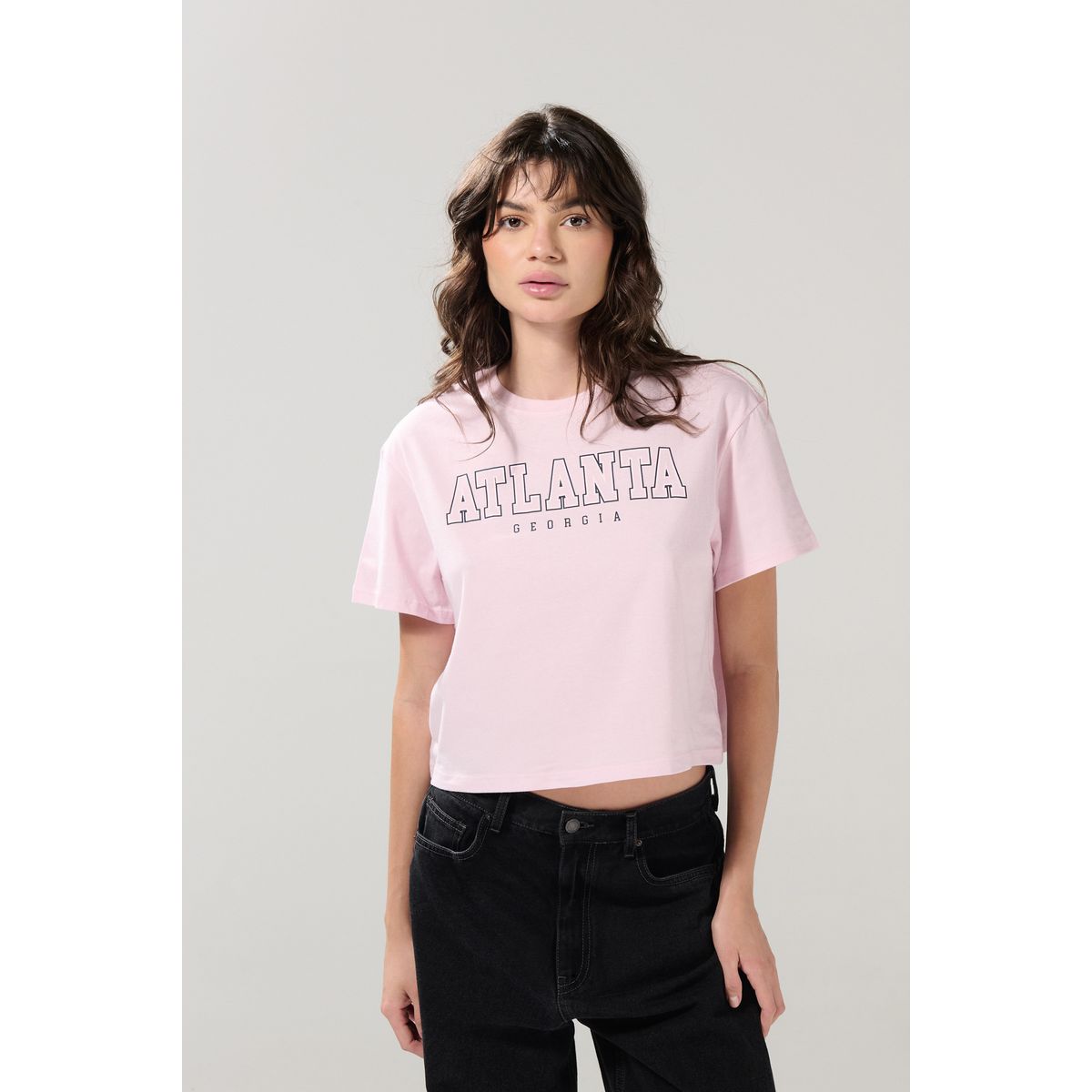 KOAJ - KOAJ Camiseta crop top en algodón unicolor con cuello redon Mujer