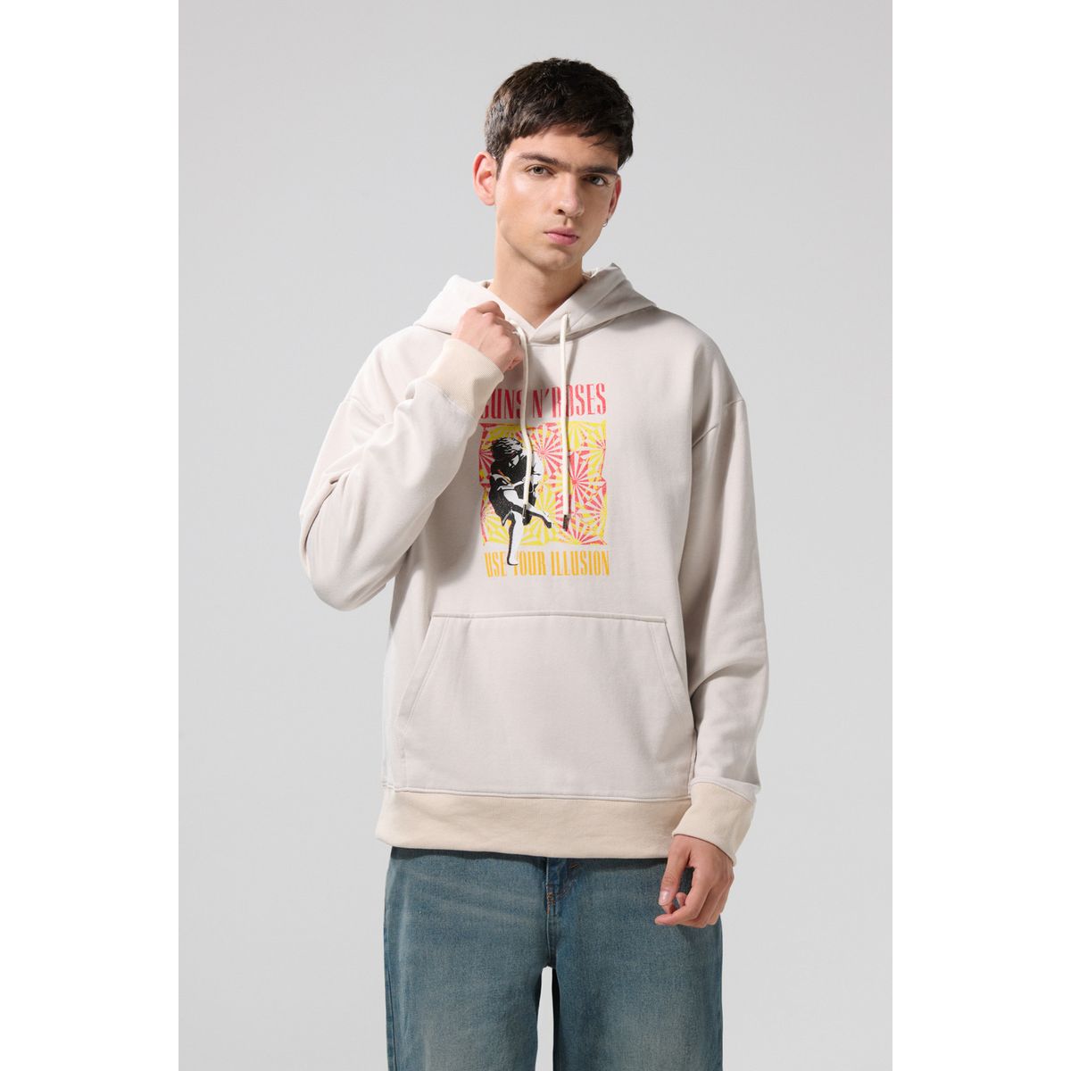 KOAJ - KOAJ Buzo de Guns N´ Roses kaki claro con capota Hombre