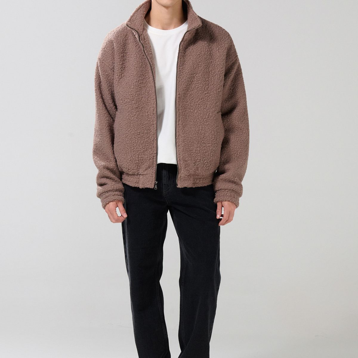 KOAJ - KOAJ Chaqueta cazadora café clara con cuello alto Hombre