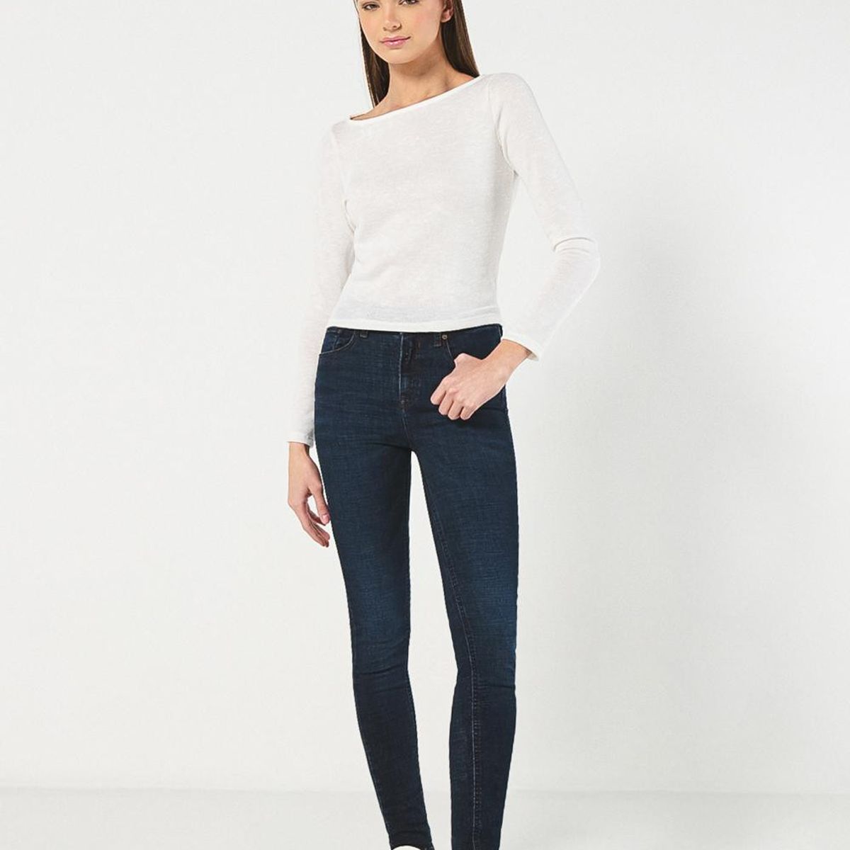 KOAJ - KOAJ Camiseta crema clara con texturas y manga larga Mujer