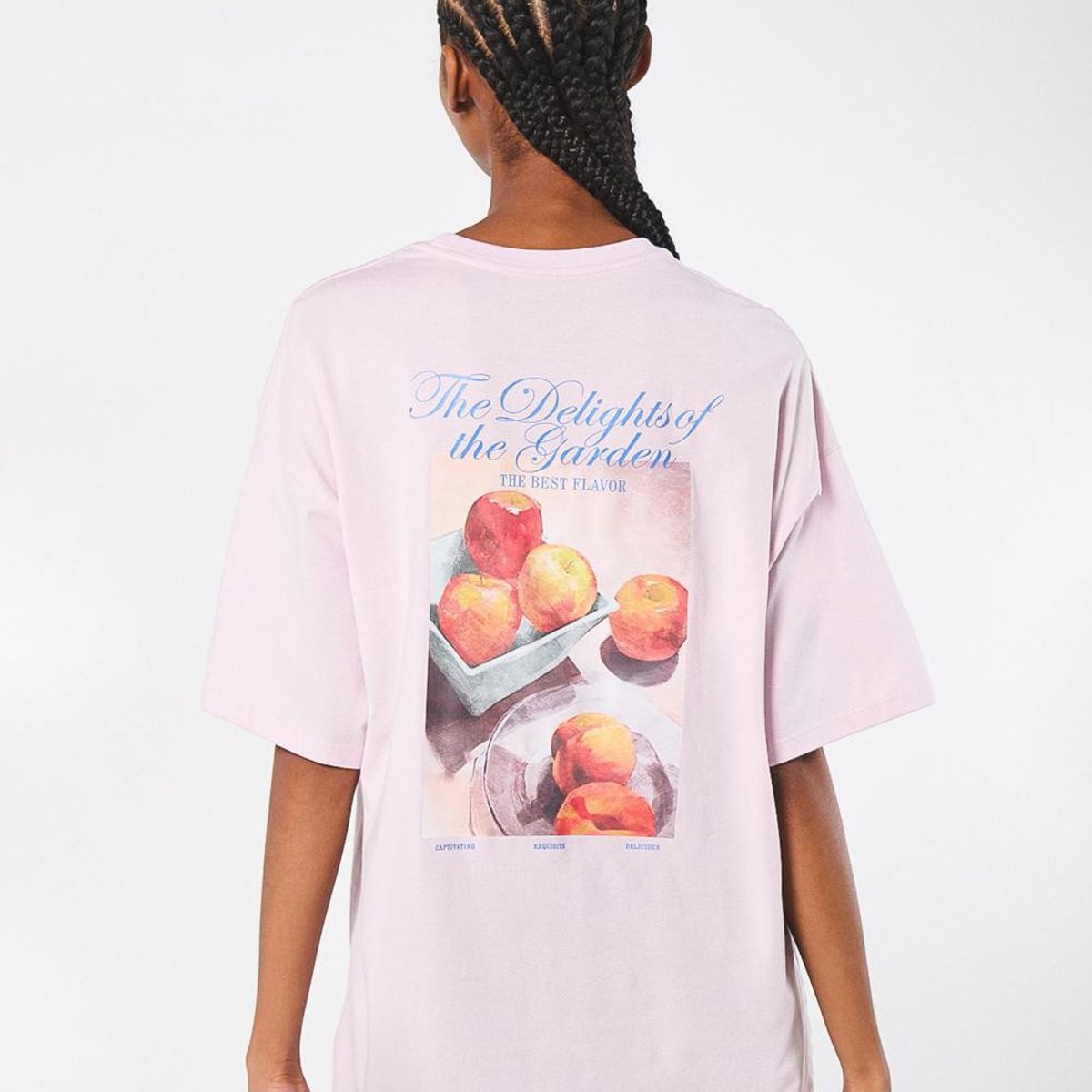 KOAJ - KOAJ Camiseta oversize rosada con diseño frutal artístico Mujer