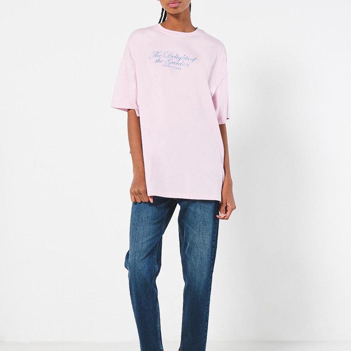 KOAJ - KOAJ Camiseta oversize rosada con diseño frutal artístico Mujer