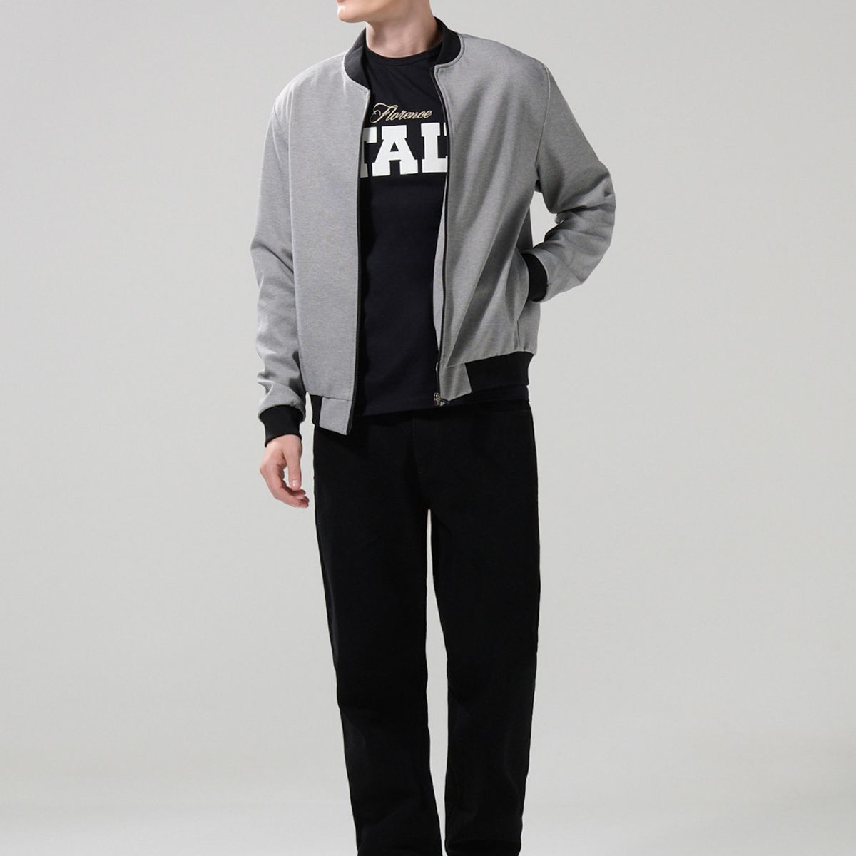 KOAJ - KOAJ Chaqueta bomber gris medio con contrastes negros Hombre