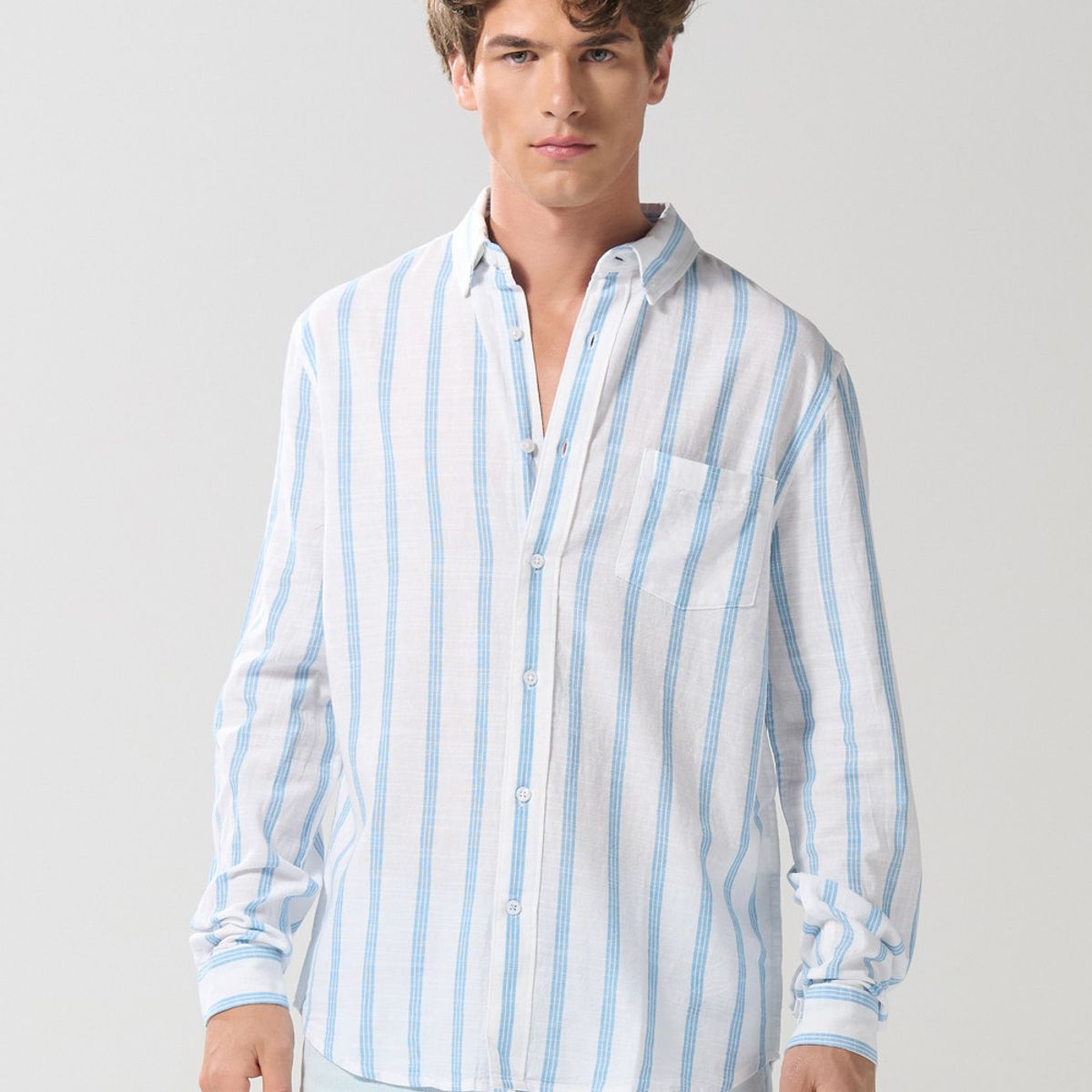 KOAJ - KOAJ Camisa cuello button down manga larga en slim fit a ray Hombre