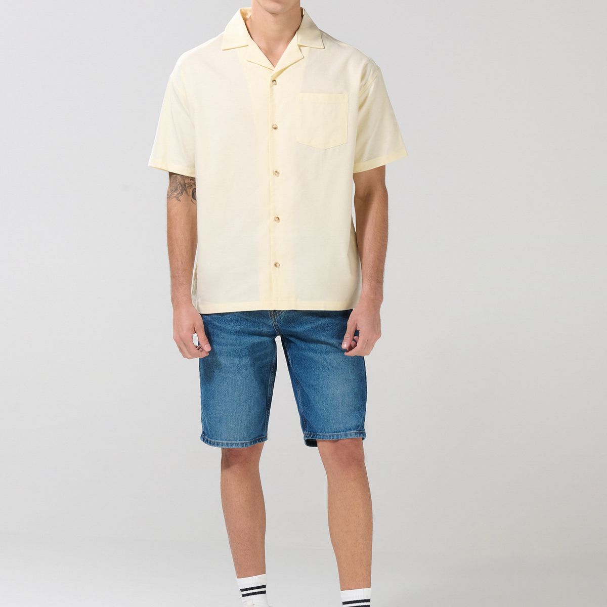 KOAJ - KOAJ Camisa cuello resort unicolor con botones y texturas Hombre
