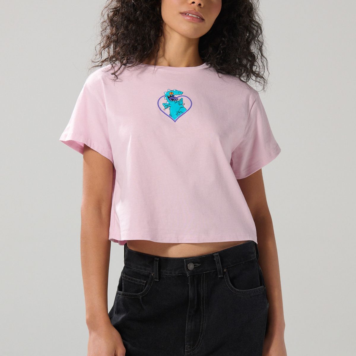 KOAJ - KOAJ Camiseta crop top rosada con diseño de Reptar Mujer