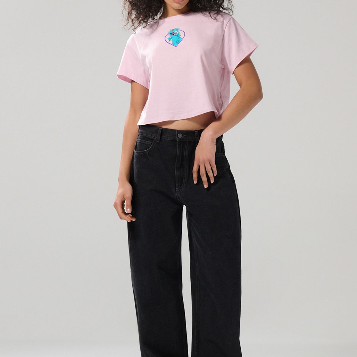 KOAJ - KOAJ Camiseta crop top rosada con diseño de Reptar Mujer