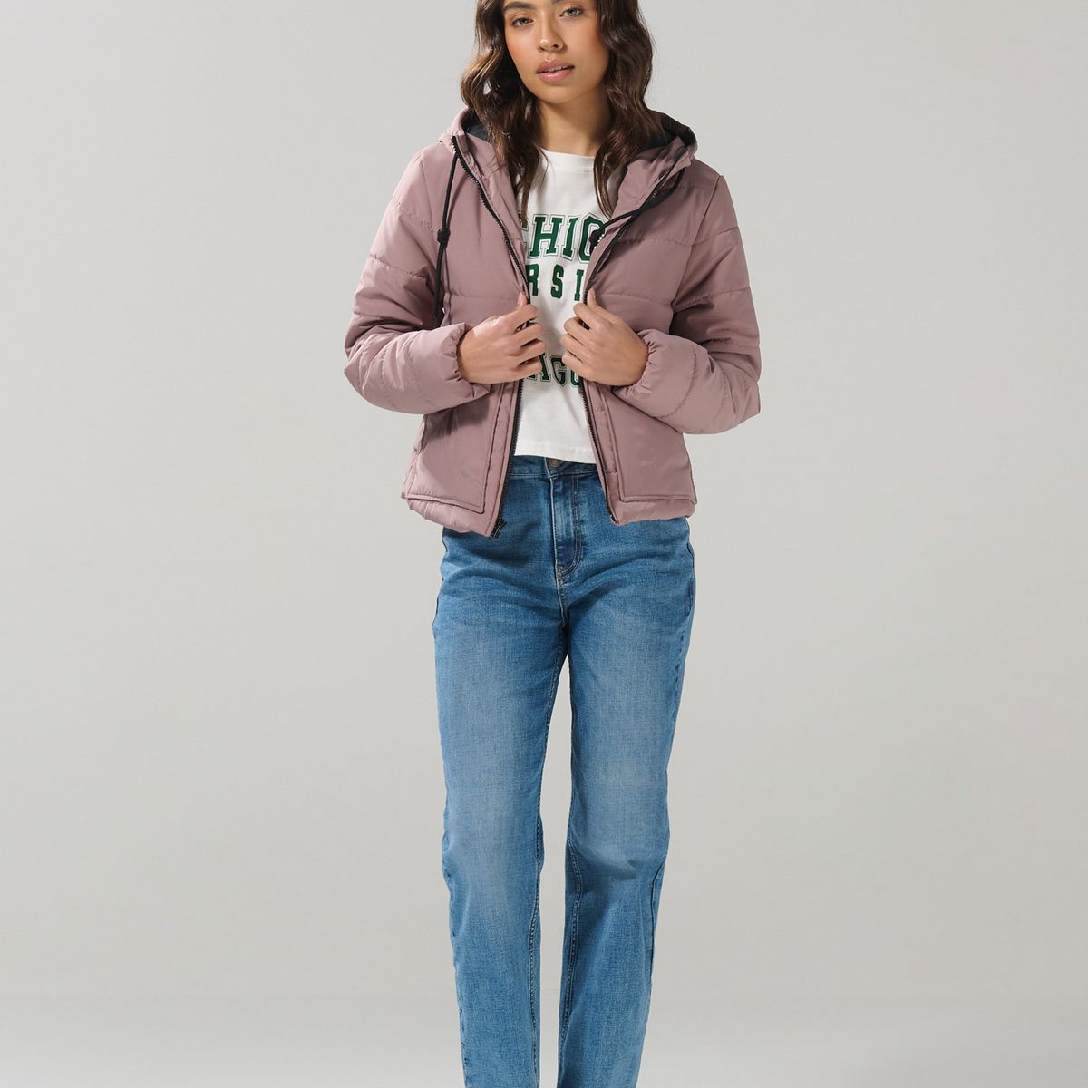 KOAJ - KOAJ Chaqueta unicolor acolchada con costuras y capota Mujer